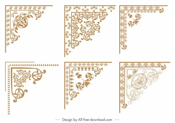 border decorative templates symmetric retro flora sketch