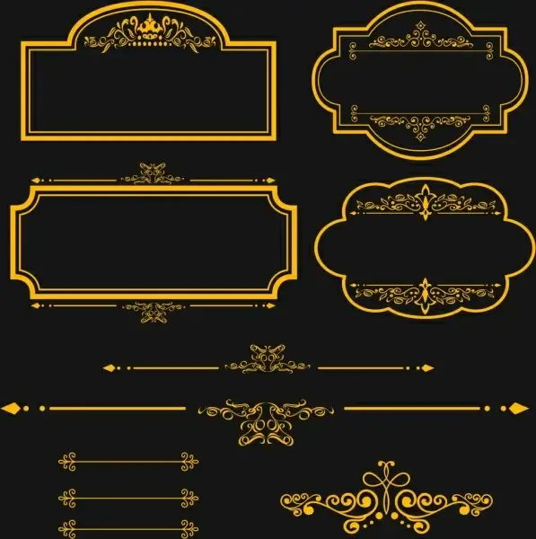 border design elements yellow classical style
