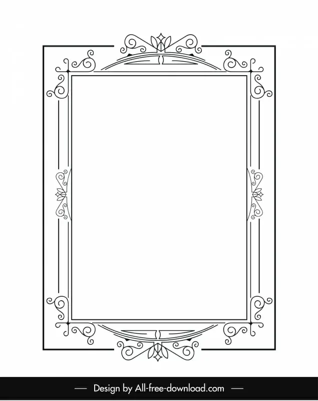 border ornament template elegant luxury black white symmetric decor