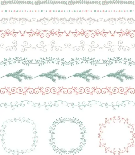 borders with frame and laurel wreath cute vector