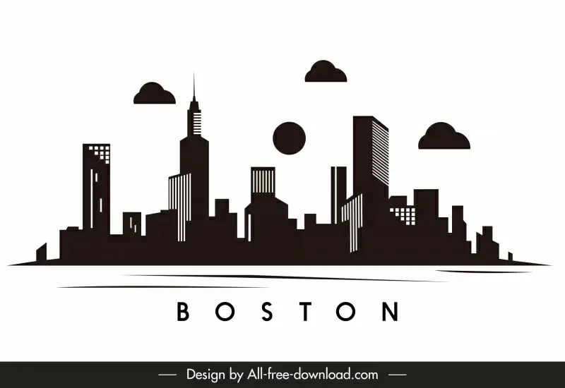 boston skyline backdrop template flat silhouette design