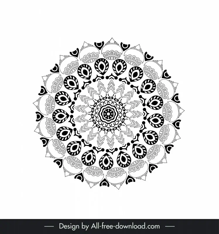 botanical mandalas sign icon vintage symmetric illusion shape sketch