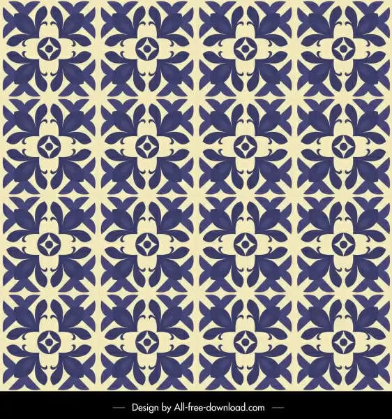 botanical pattern template flat repeating retro blue design