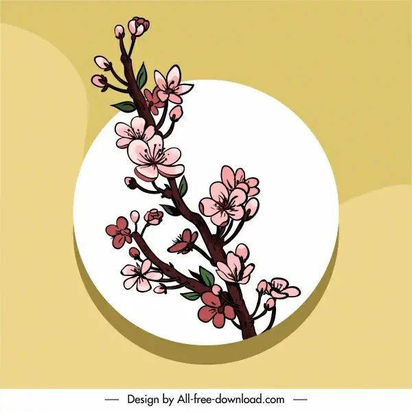 botany branch painting elegant handdrawn classic sketch