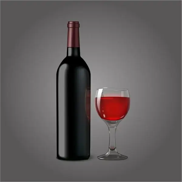 Bottle for red wine with glass