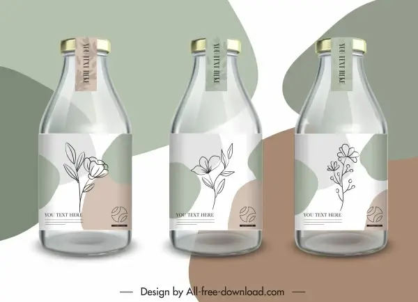 bottle labels templates elegant handdrawn flowers decor