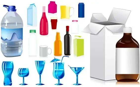 bottles and cups vector