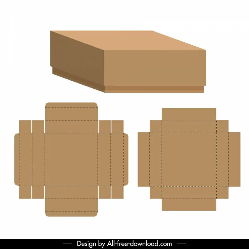 box paper packaging design elements flat die cut outline 3d box sketch