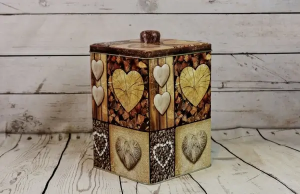 closeup of artistic decorated wooden box