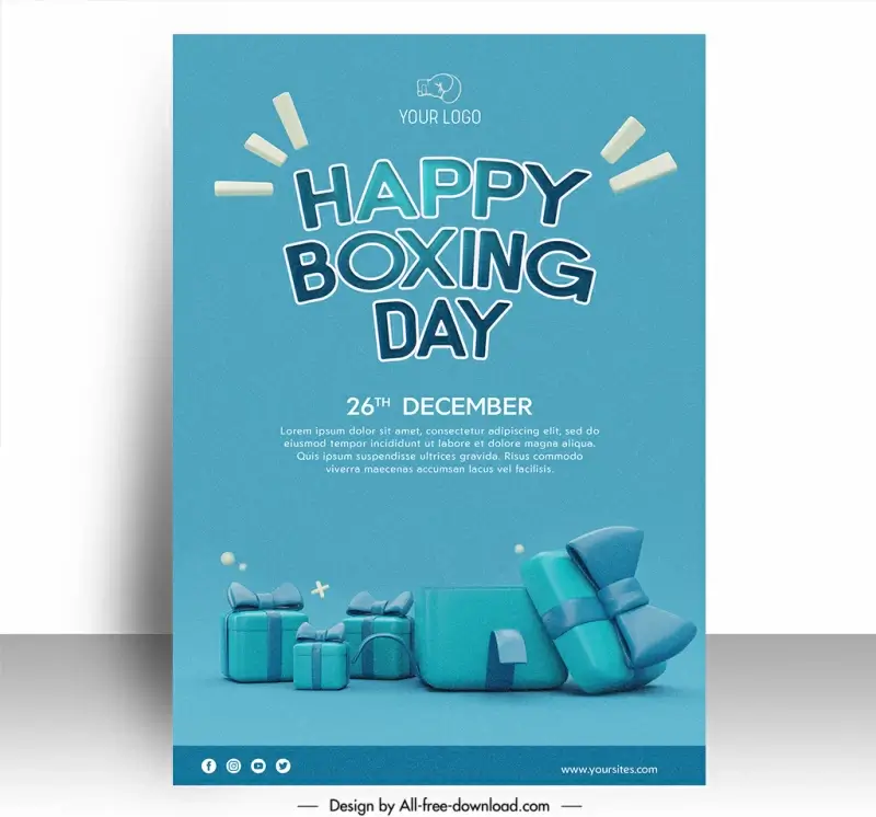 boxing day poster template 3d present objects sketch modern elegant design 