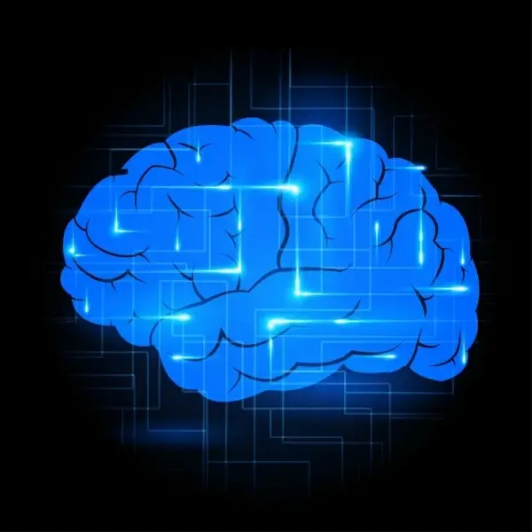 brain icon shiny dark blue design