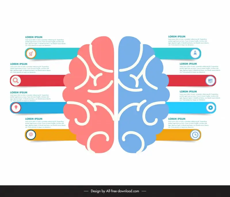 brain infographic template symmetric flat layout 