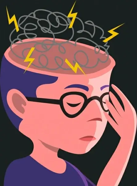 brainstorming concept brain thunder head icon decor