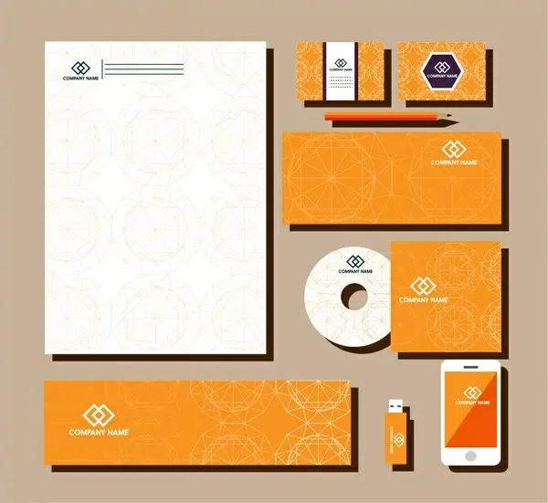 brand identity design sets abstract vignette pattern style