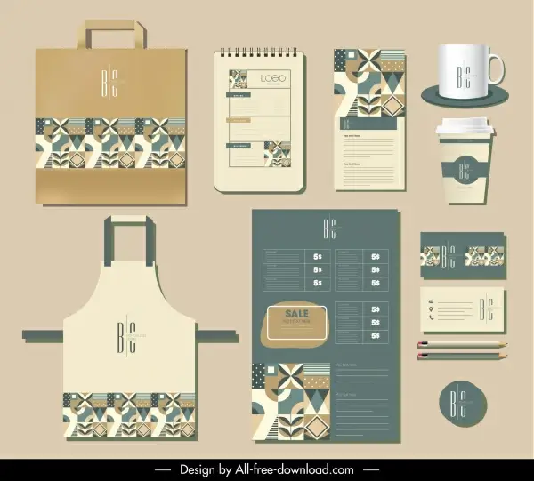 brand identity templates abstract flat traditional pattern elements