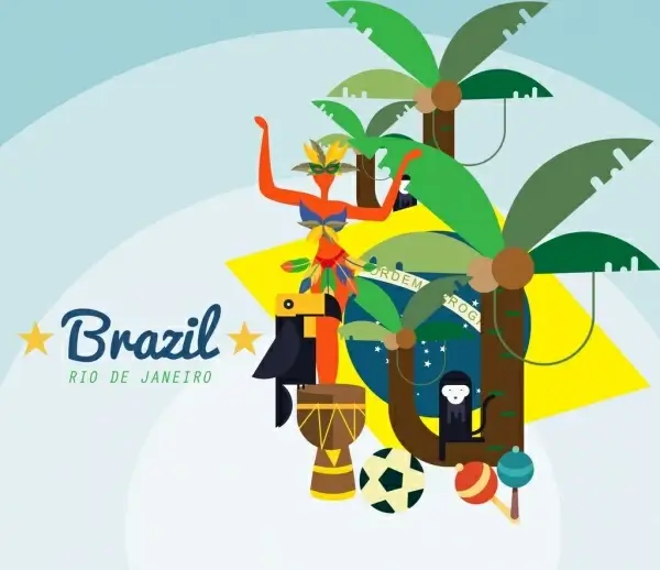 brazil advertising banner colorful icons decor