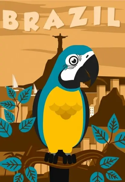 brazil advertising banner parrot landscape decor closeup design