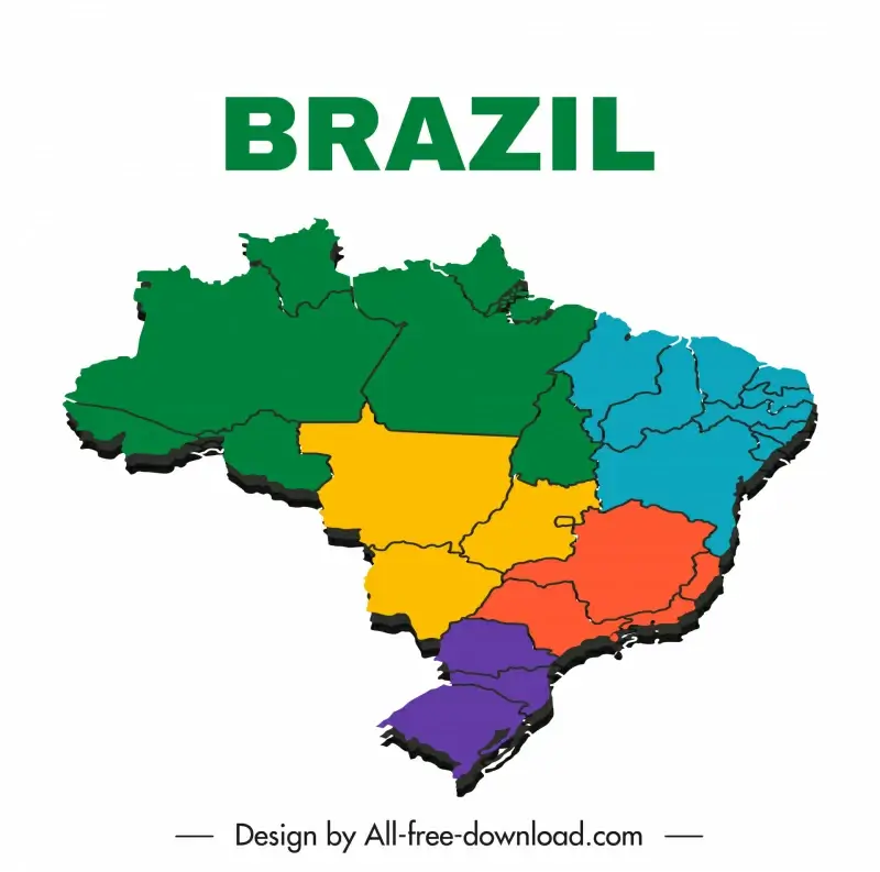 brazil map banner template modern 3d sketch 