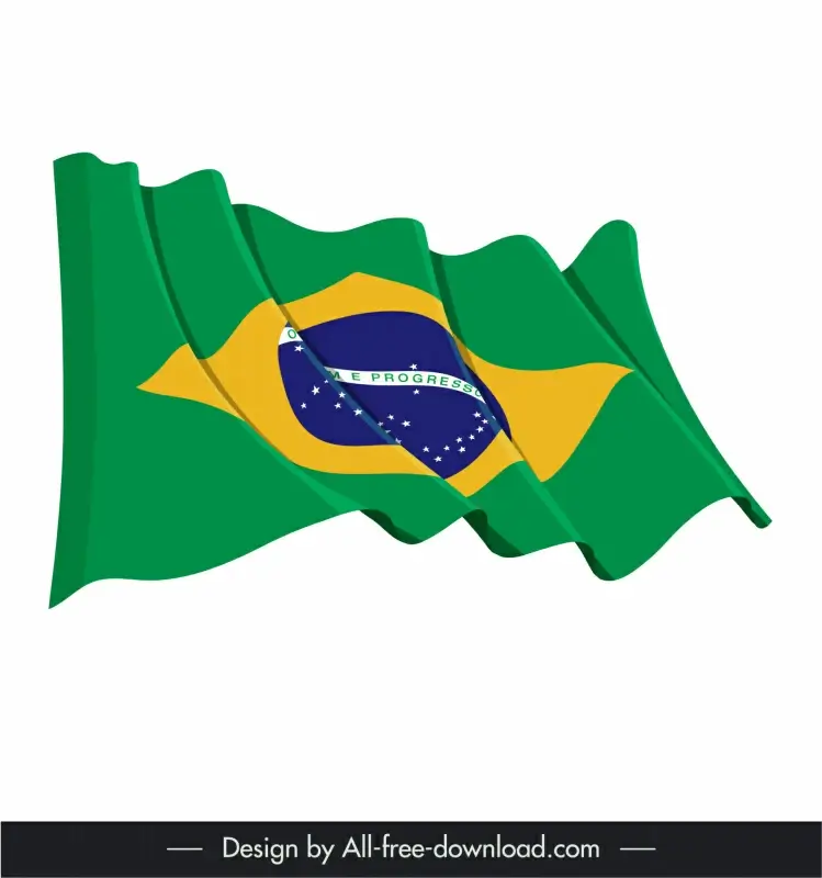 brazil symbol  icon waving dynamic flag sketch 