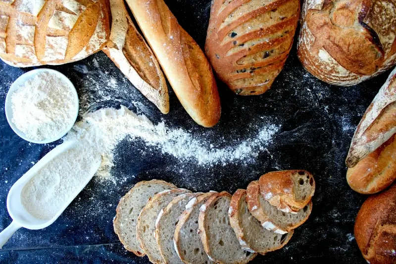 bread cooking picture flour loaves closeup