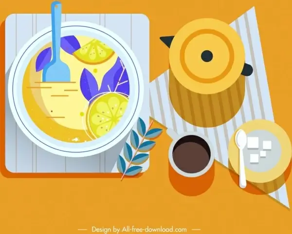 breakfast background food icons colorful classical design