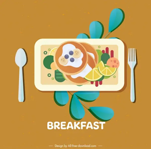 breakfast icon colorful classical flat design