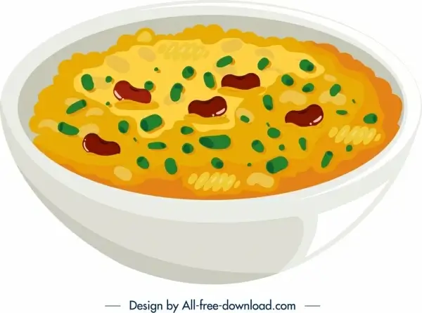 breakfast icon soup bowl symbol colorful 3d design