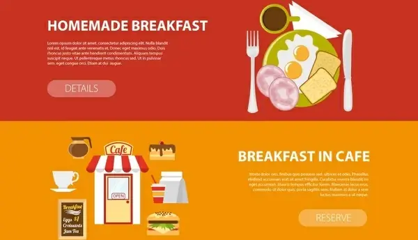 breakfast promotion banners design in horizontal style