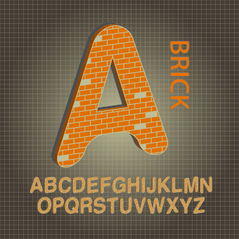 brick style alphabet font design vector