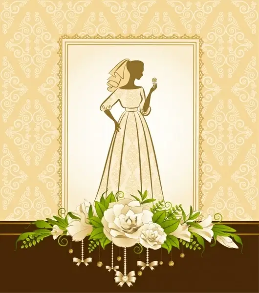 bridal background template silhouette sketch elegant classic floral
