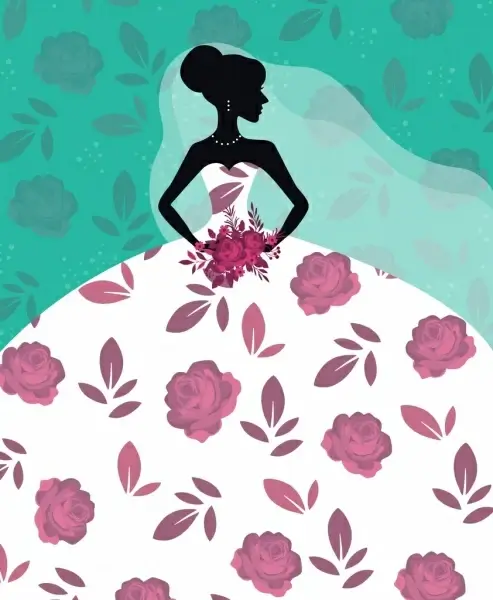 bride background roses decor silhouette design