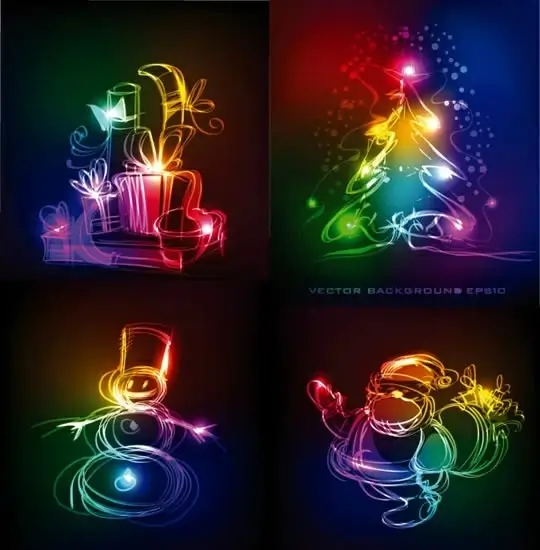 christmas backgrounds colorful light effect handdrawn symbols sketch