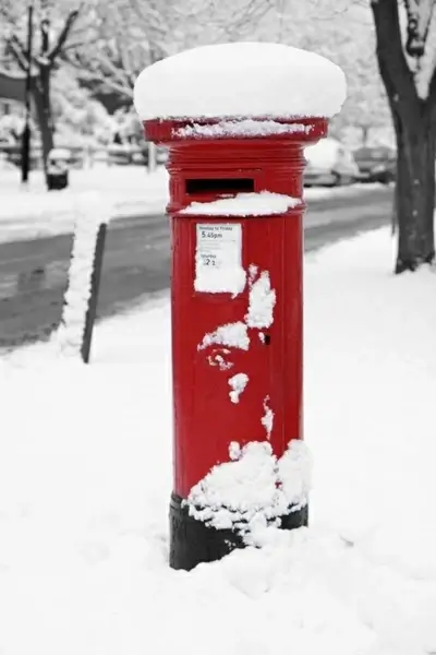 british post box in winter