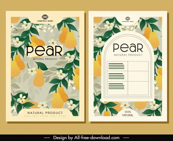 brochure cover templates pear flowers decor elegant classic
