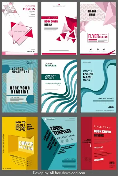 brochure covers templates modern abstract 3d geometric theme