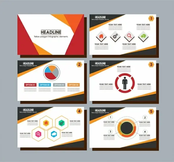 brochure presentation design with colorful infographic styles