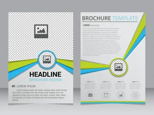 brochure template 3d blue green lines checkered backdrop