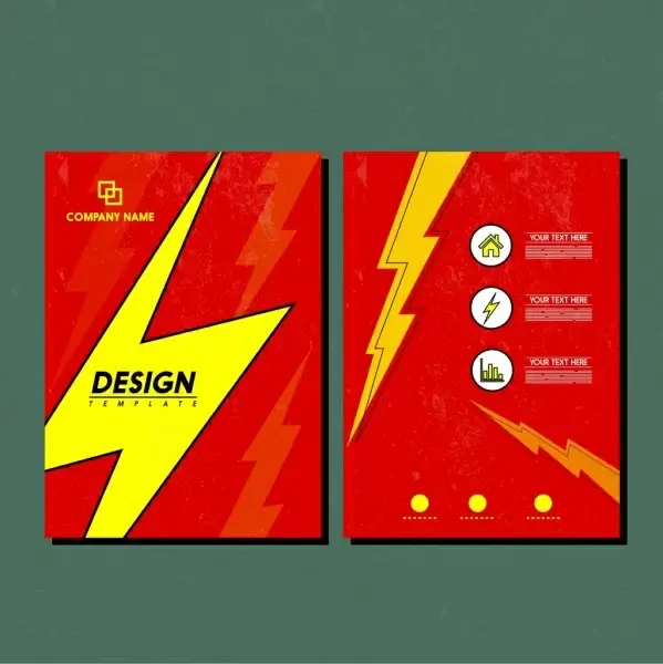 brochure template lightning icon design red yellow decoration