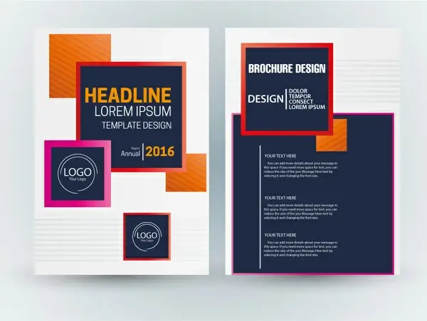 brochure template vector design with colorful squares illustration