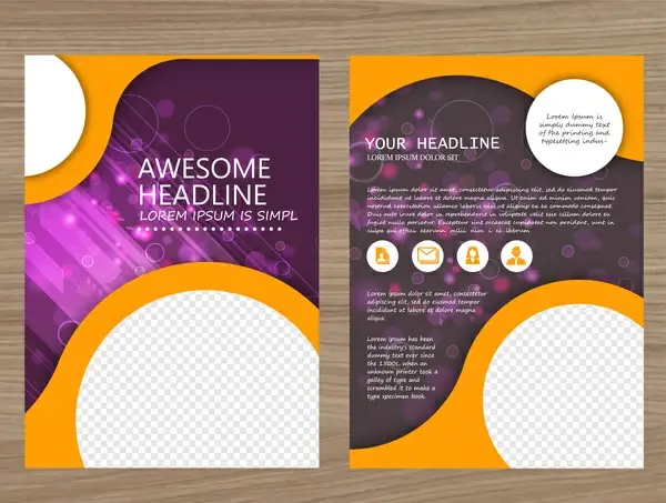 brochure vector design with bokeh violet background
