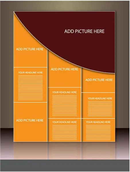 brochure with simple style in orange and brown