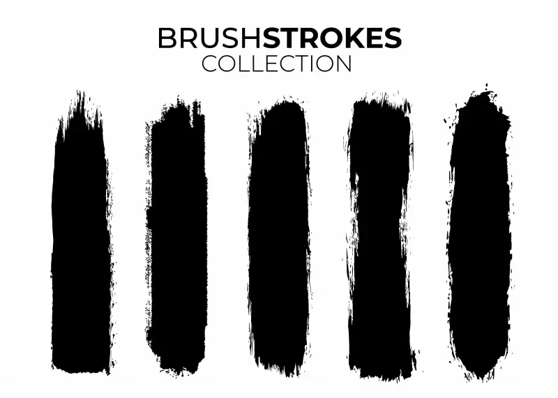  brushstrokes design elements collection flat black handdrawn