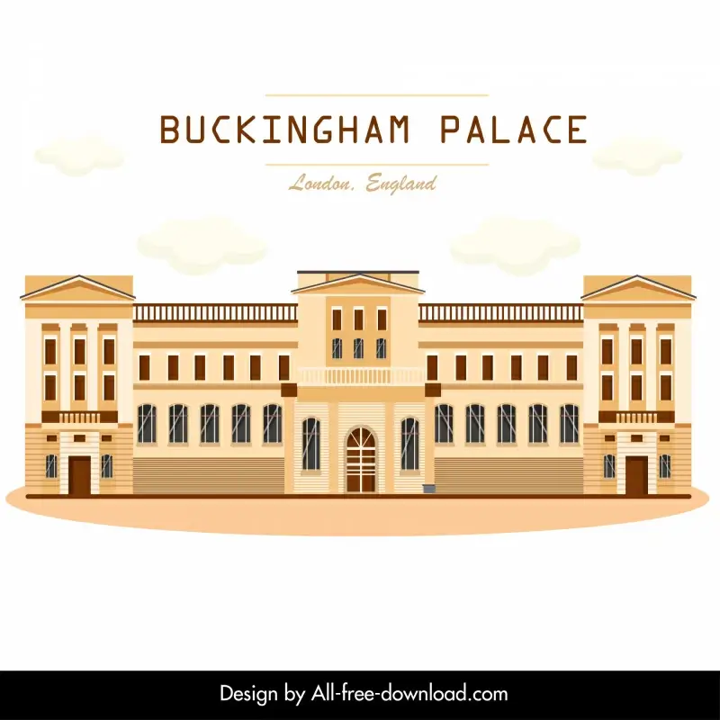 buckingham palace in london advertising poster flat classical symmetry design