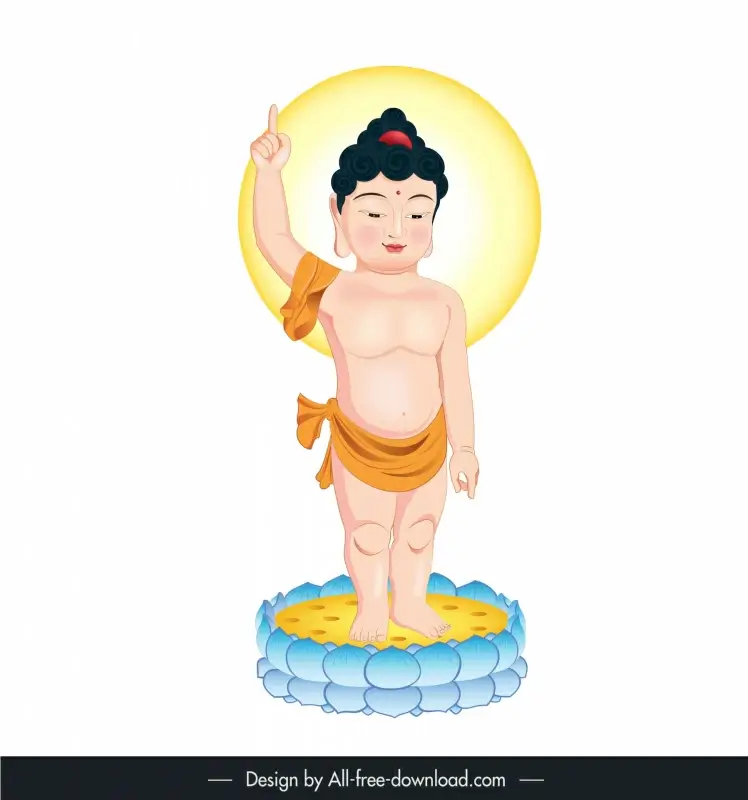 buddha birth design element cute cartoon 