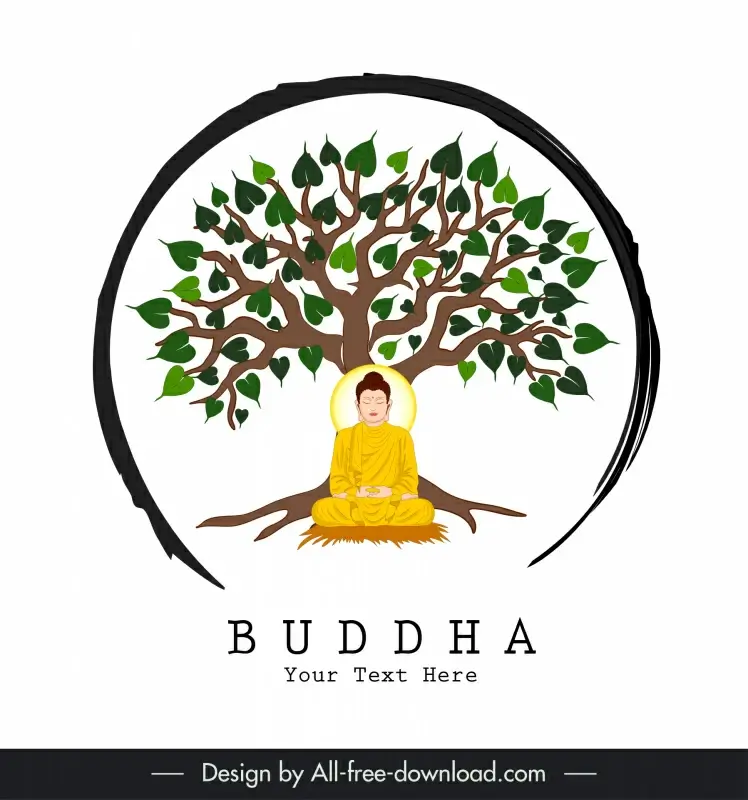 buddha logo template buddha zen tree circle sketch