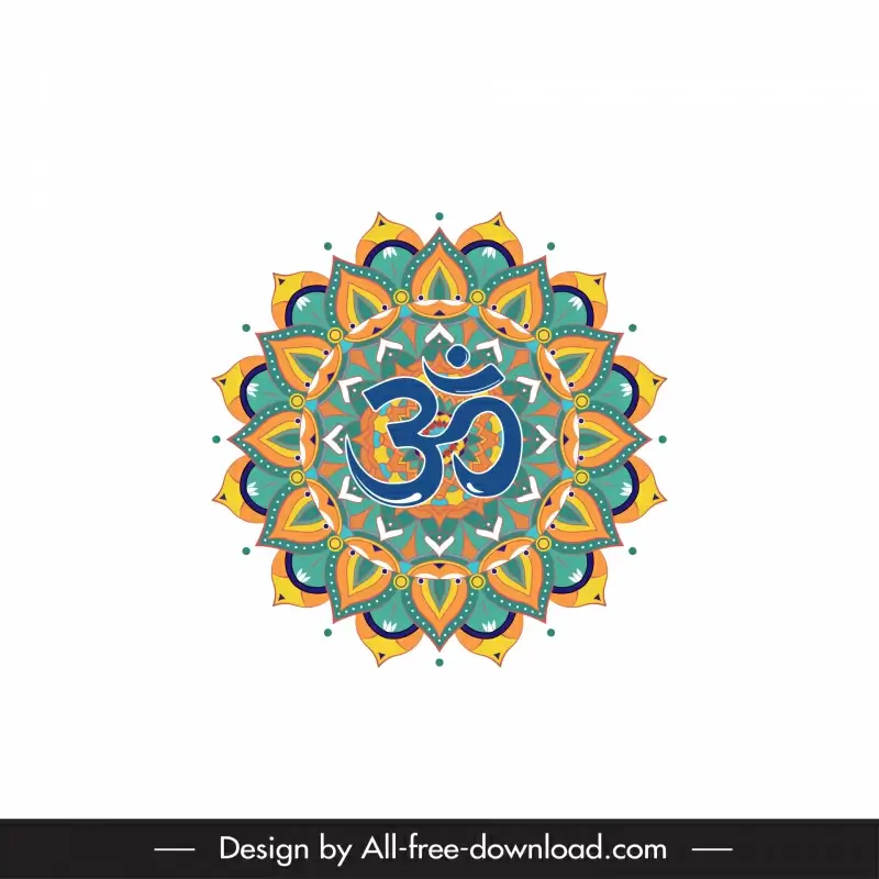  buddhism lotus symbol icon flat elegant classic symmetrical circle shape outline
