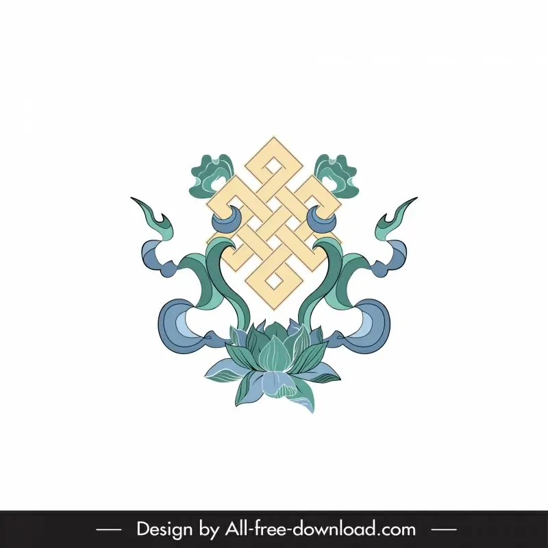  buddhism symbol template elegant symmetric lotus curves frame shape