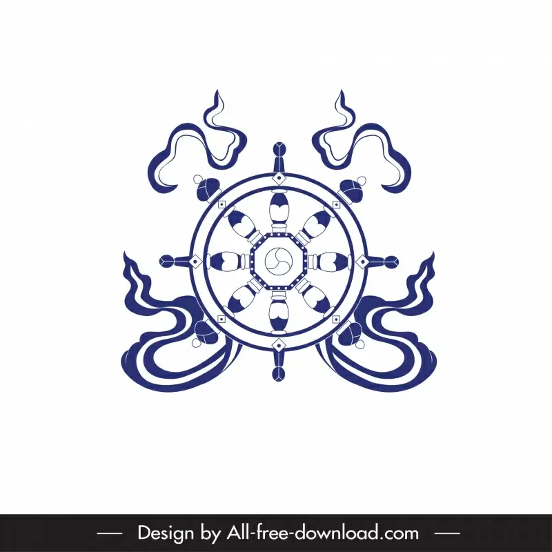   buddhism wheel of life icon symmetric sketch