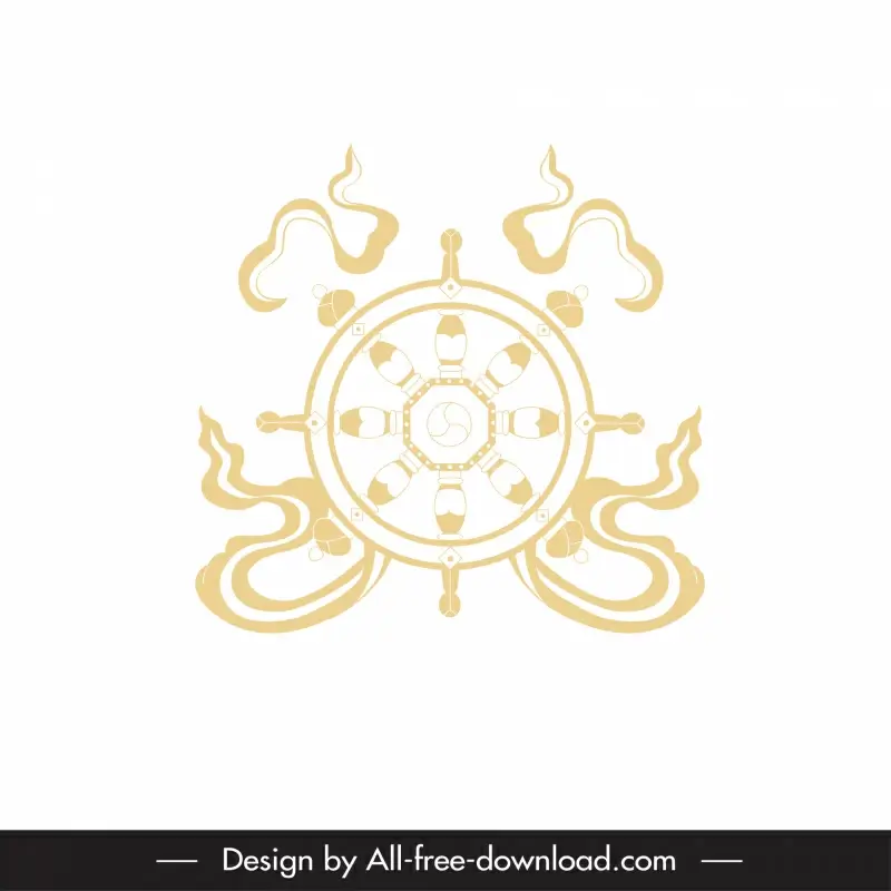 buddhism wheel symbol icon flat dynamic symmetrical outline
