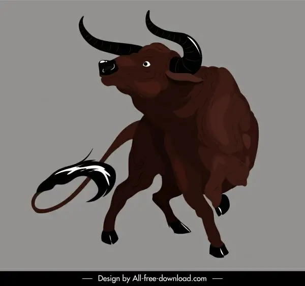 buffalo icon fighting gesture 3d dynamic sketch